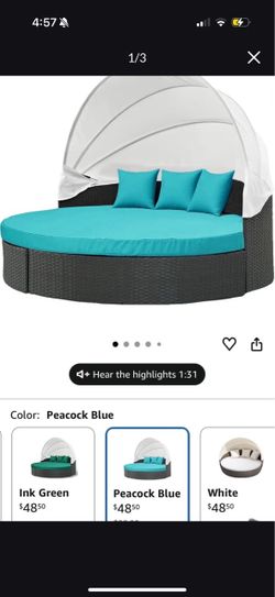 Outdoor Daybed Cushion Cover, 66" Replacement Daybed Cover with Elastic Band