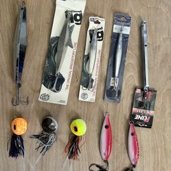 10 Saltwater fishing Lures, Diamond, Flatfall, Octopus jigs For Rockfish, Lingcod, Yellowtail, New