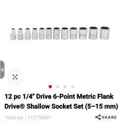 12 pc 1/4" Drive 6-Point Metric Flank Drive® Shallow Socket Set (5–15 mm)
Item no :112TMMY