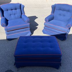 Two Chair Ottoman Set