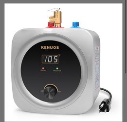 Kenuos Mini Tank Water Heater Electric 2.5 Gallon Under Sink Instant Hot Water Heater With LED Dsiplay,T&P Valve,3-Way Diverter,110V 120V Point Of Use