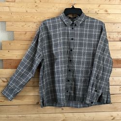Madewell Womens Gray Black Plaid Cotton Button Down Long Sleeve Shirt Top size S