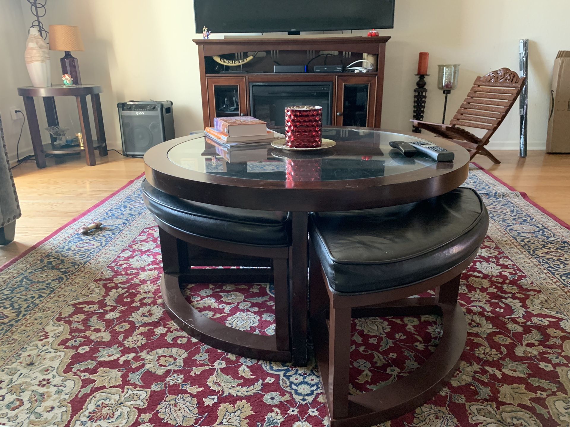 Coffee Table with 4 Hidden Seats