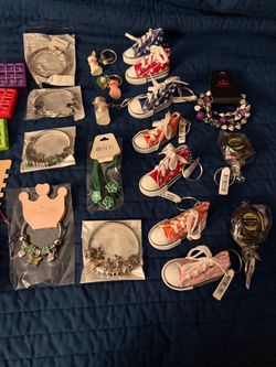 Mixed Lot of Keychains, Bracelets, and Novelty Items