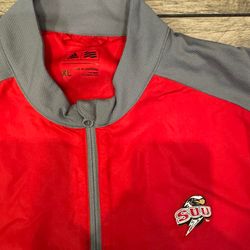 Adidas Golf Jacket Mens Large Red Full Zip Windbreaker Polyester Pullover Coat