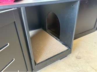 AWQM Cat Litter Box Enclosure, Cat Litter Box Furniture Hidden, Indoor Cat House Table with Scratch Pad, Side End Table, Cat Washroom Storage Bench fo