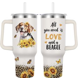 Stainless Steel Vacuum Insulated Travel Mug 40oz (Beagle)