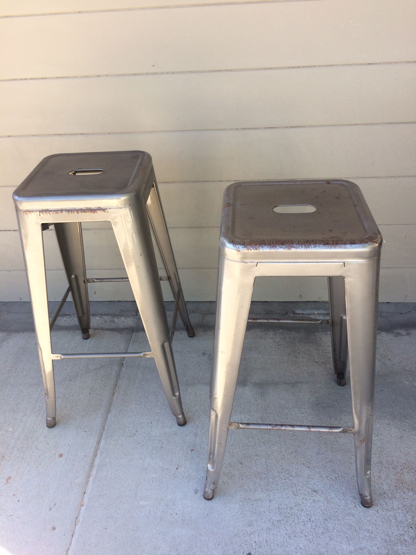 STOOLS - Set of 2. INDUSTRIAL METAL. STACKING. Like New. Non Marking Foot Glides. Pick up in Escondido $20.00 ea