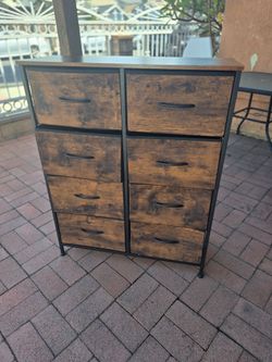 8-Drawer Rustic Dresser with Metal Frame