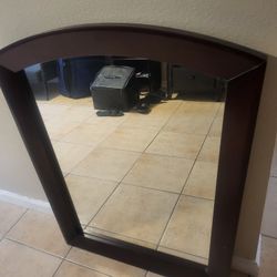 Dark Brown Wood Frame Mirror