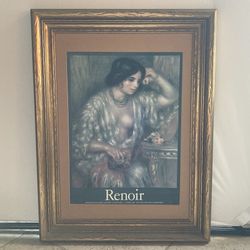 Vintage Renoir Gold Gilt Frame Framed Museum London 1985 Poster Print 25X33