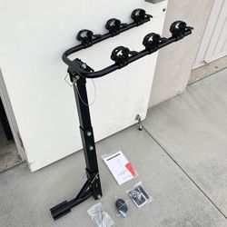 (NEW) $49 Tilt Folding 3-Bike Mount Rack Bicycle Carrier 2” Hitch 110lbs Max w/ No-Wooble U Bolt & Straps