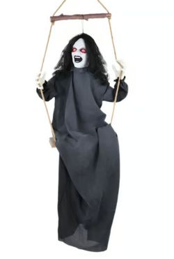 Haunted Hill Animatronic Demon Woman on Swing with Lights and Sound 16" W