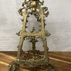 Antique Rococo Revival Style Polished Brass Table Display Easel 19th/20th