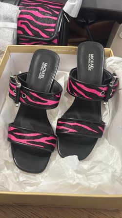 MK pink animal print heels