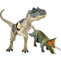 Jurassic World Mattel Battle Damage Allosaurus Triceratops Dino Figures Lot of 2