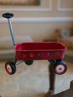 Vintage Disney Red Metal Toy Wagon
