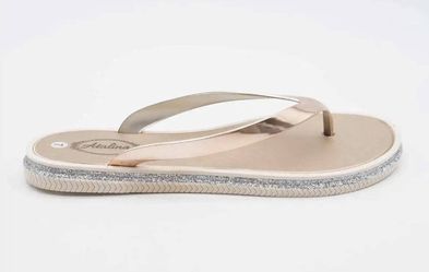 Atalina Sandals Womens Rose Gold Silver Glitter Thong Flip Flop Flat Heel