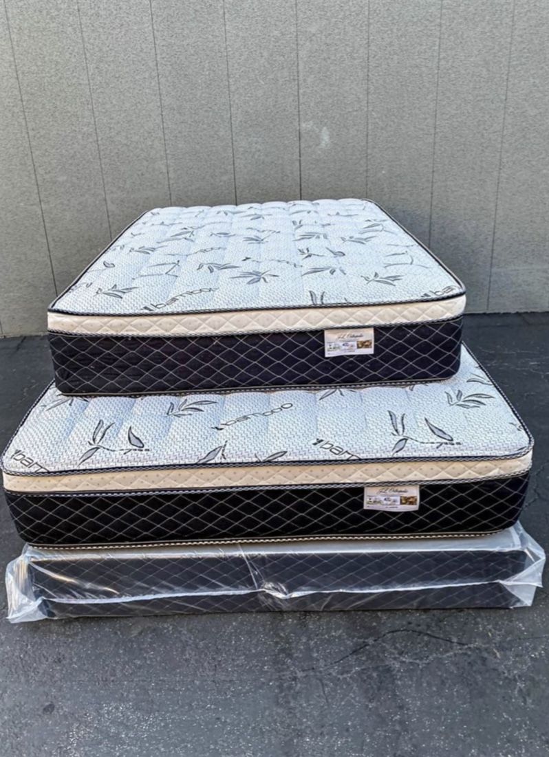 New Pillow top mattresses Colchones nuevos pillow top Queen size $150 $210 With Box Spring Full size $140 $200 With Box Spring Twin size $1