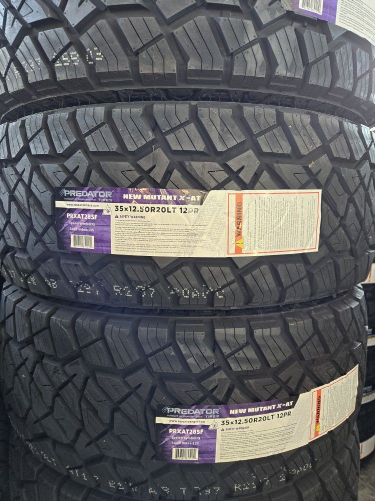 (4) 35x12.50r20 Predator A/T Tires 35 12.5 20 Inch AT 12-ply F Rated