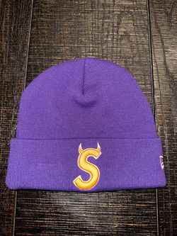 Supreme New Era Purple Beanie with S Logo