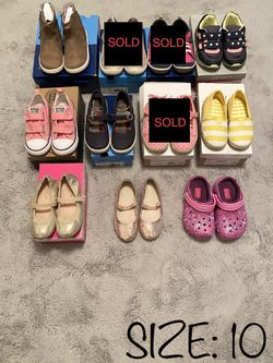 LIKE NEW‼️ SIZE 10 - TODDLER BABY GIRL • STRIDE RITE, CONVERSE • ORIGINAL CROCS AND MORE