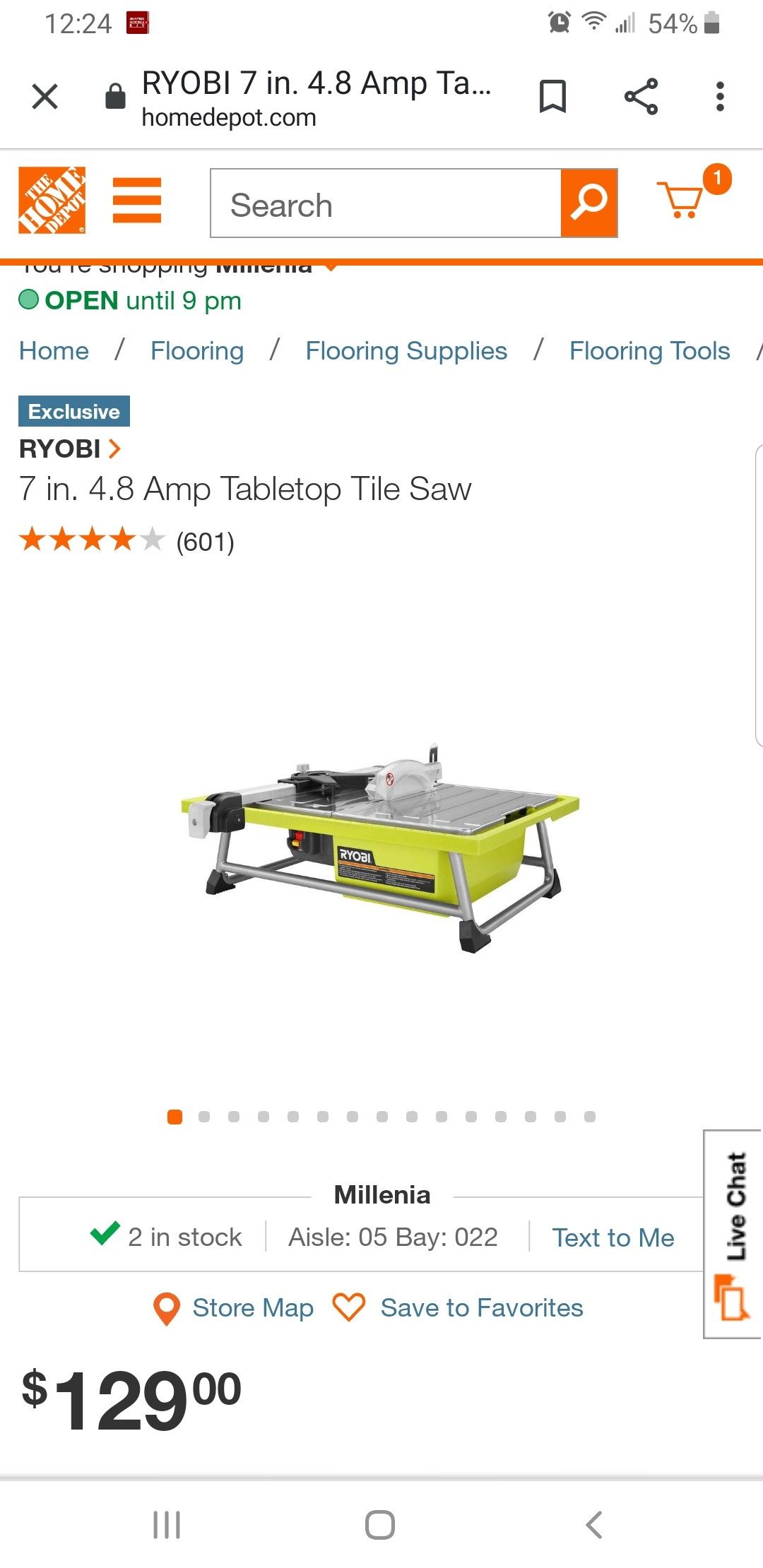 Ryobi 7 in. 4.8 Amp Tabletop Tile Saw