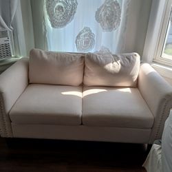 New Beige Chenille Loveseat