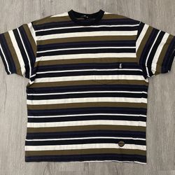 Vintage 90s Stussy Striped Pocket Tee Men’s Medium Made In USA