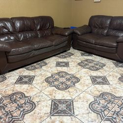 Leather Love Seat And Sofa 