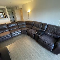 Large L-shaped Reclining Sectional w/ Cupholders + Storage