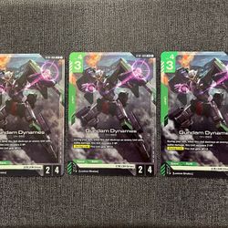 (Set of 3) Gundam Dynames ST07-005 LR. From Gundam TCG Starter Deck ST07, Celestial Drive