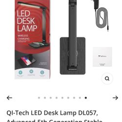 QI-Tech LED Desk Lamp DL057, Advanced-5th Generation Stable Wireless Charging for All Phones


