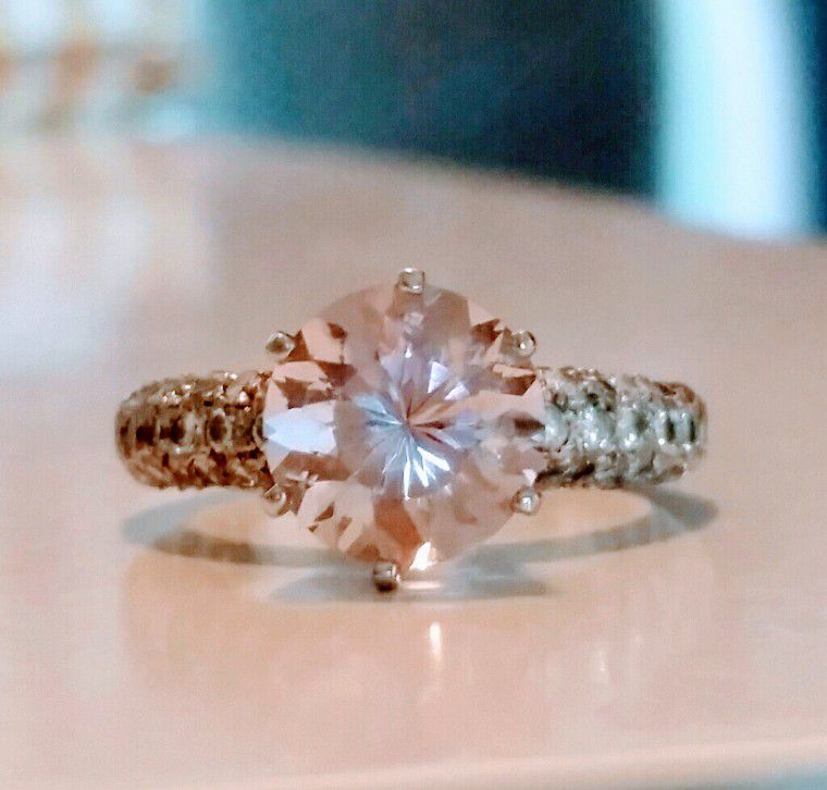 One Of A Kind 2.33 C Pink Morganite Engagement/Wedding Ring SIZE 5.25.