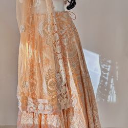 Peach embroidered lehenga