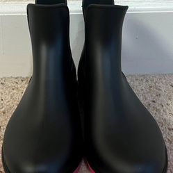 Asgard Womens Rain Boots Black Rose Pink Ankle Chelsea Waterproof 38/7.5