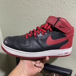  Air Force 1 Mid “2006”Black Varsity Red Bred White Men Size 12