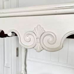 Antique Detailed White Accent Table 