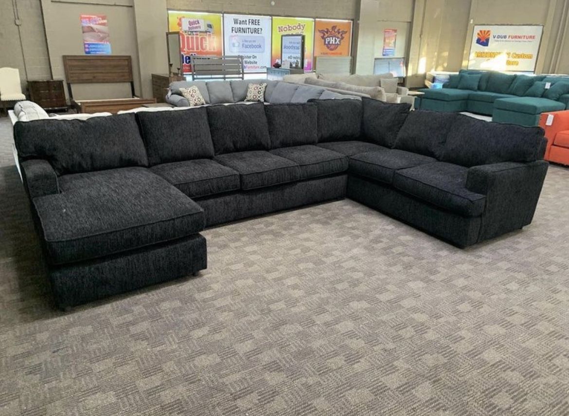 Huge Black Custom Sectional
