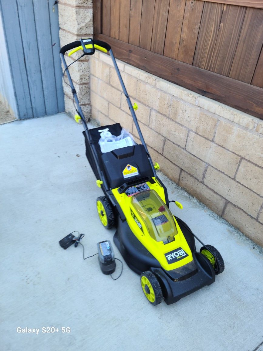 Ryobi 18v Brushless 16-in Cordless Battery Walk Behind Push Lawn Mower