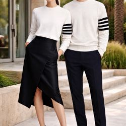 Thom Browne 4-Bar Milano Stitch Cotton Sweater White Crewneck Unisex JP1 Small