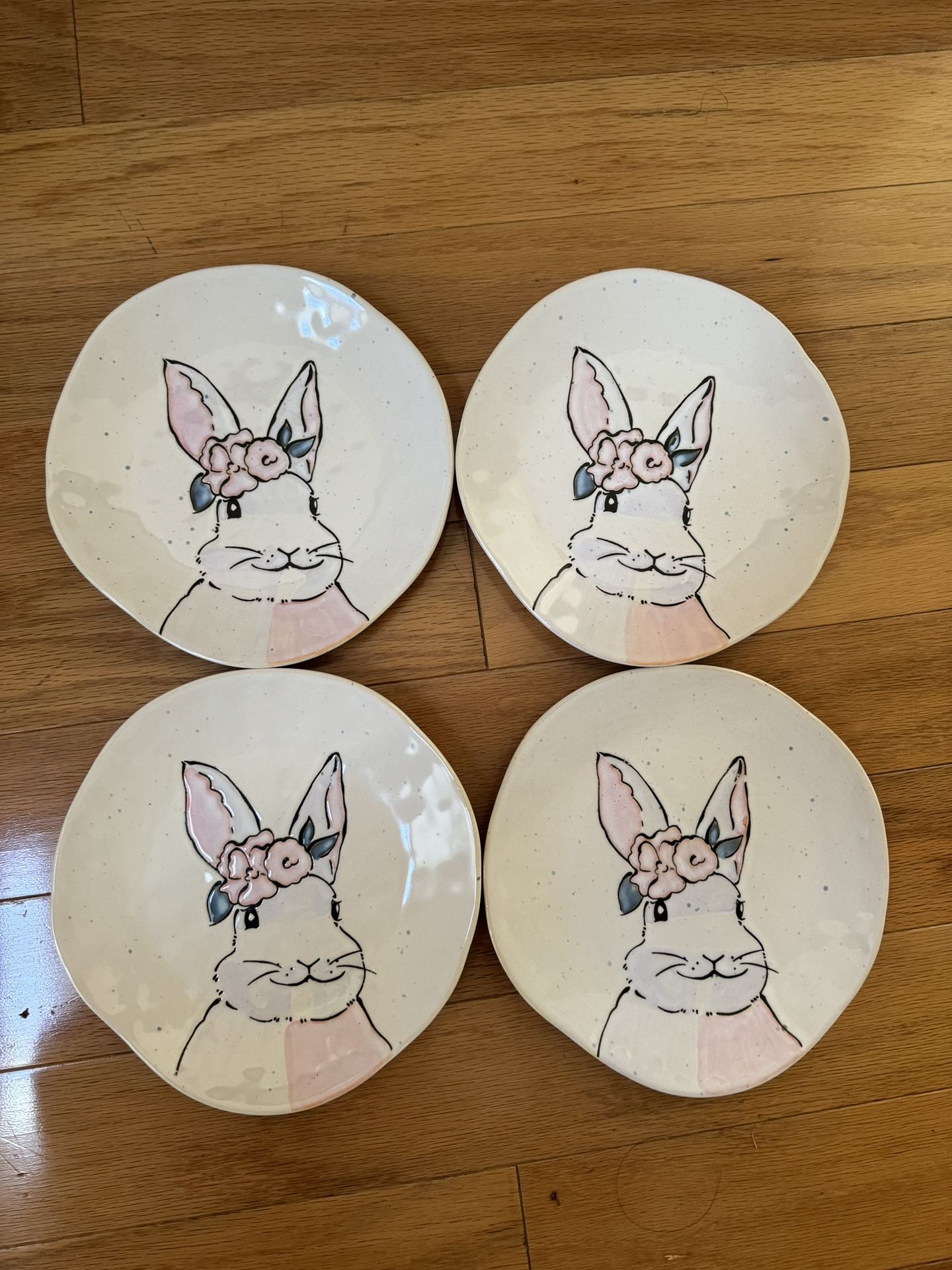 4 Eli and Ana Bunny handmade ceramics plates