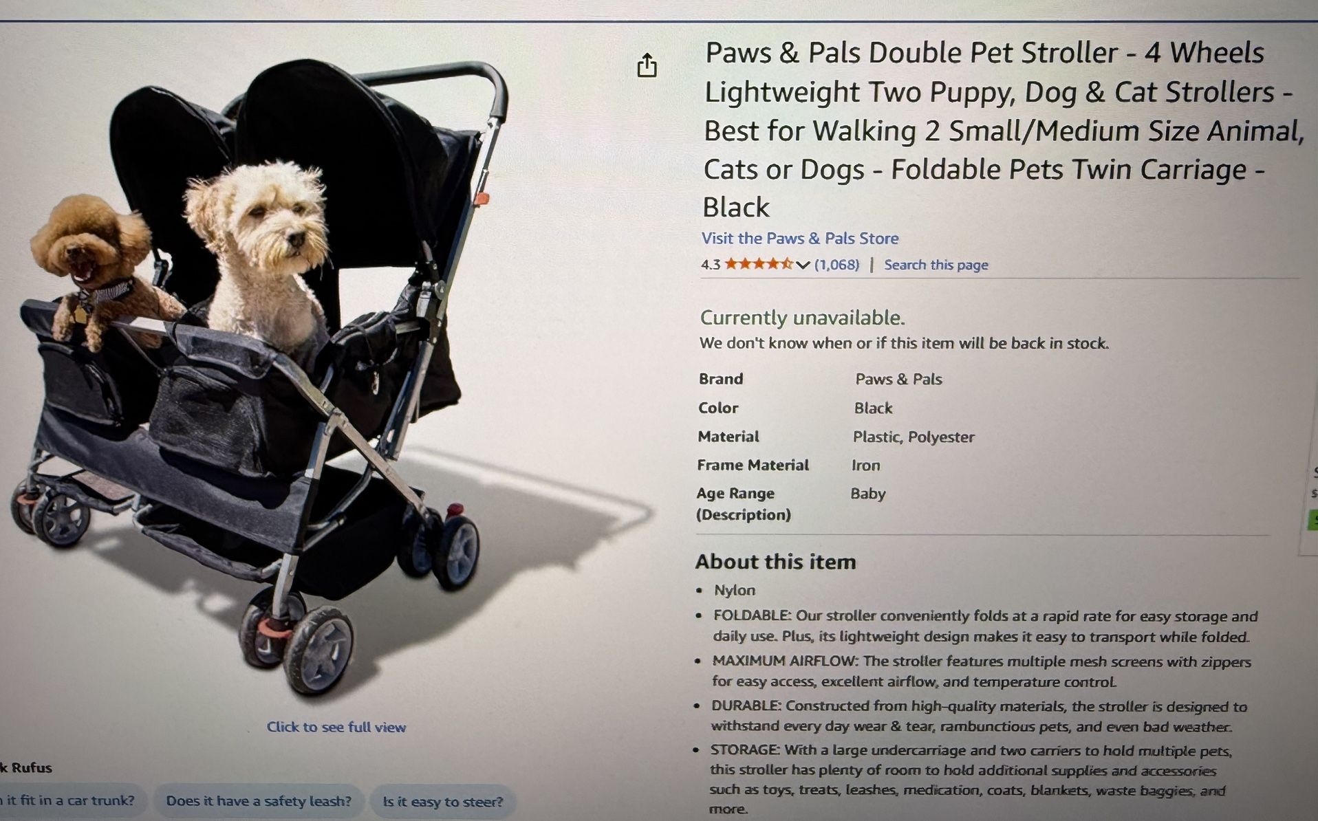 Double Seat Pet Stroller