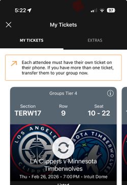 12 Clippers Tickets Terrace 17