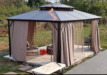 GAZEBO BRAND NEW 10x13 Hardtop Gazebo, Outdoor Aluminum Frame Gazebo, Gable Polycarbonate