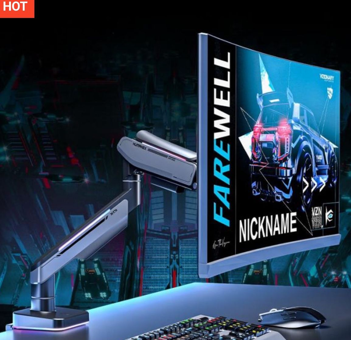 BRAND NEW HUMANEX T18-1H RGB Gaming Monitor Stand (Single Arm 17-42")