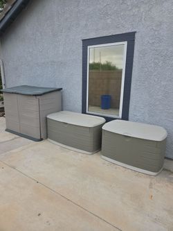 Large & Small RUBBERMAID Storage Container Horizontal Sheds 5ftx3ft Height of 4ft Outdoor Chino