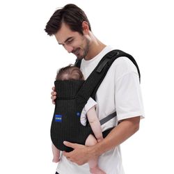 new Newborn Carrier, Baby Carrier, Cozy Baby Wrap Carrier(7-44lbs), with Hook&Loop for Easily Adjustable, Soft Fabric,Breathable Black  About this ite