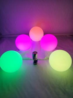 5 - 8" LED Waterproof Rechargable Globe Lights, USB Charging Cable, Remote, Hanging Hardware