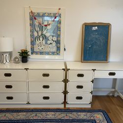 Vintage Campaign Dresser & Desk Set